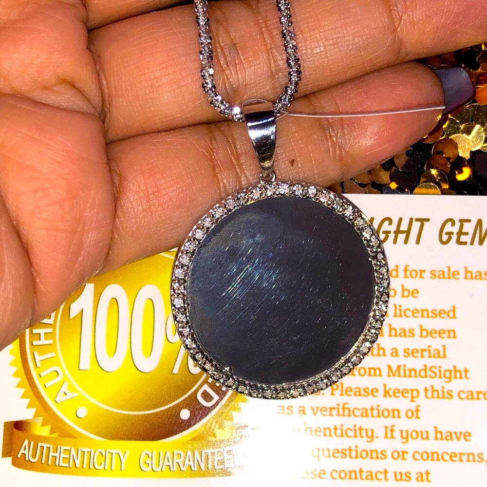 10k white gold vermeil .18ct genuine Real Natural Diamond Memory Picture pendant